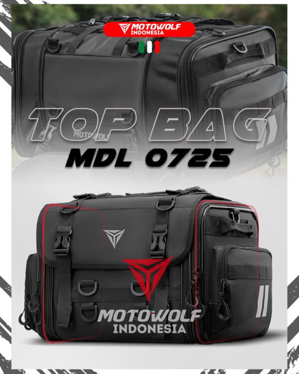 Top Bag Motor Touring Soft Top Box Tail Bag Tas Waterproof Motowolf 0725