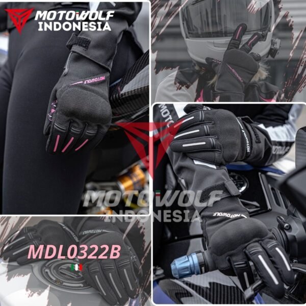 Motowolf Sarung Tangan Motor Casual Sunmori Cewek Adem Soft Protector 0322B