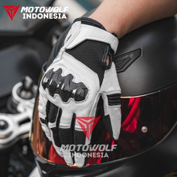 Motowolf Sarung Tangan Riding Karbon Kulit Anti-Selip Touchscreen 0347 - Image 2