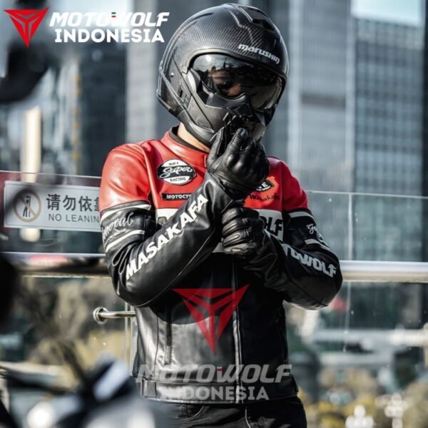 Motowolf Jaket Motor Kulit Pria Touring Kasual Retro Thermal Lock Plus CE Level 1 JM1 - Image 2