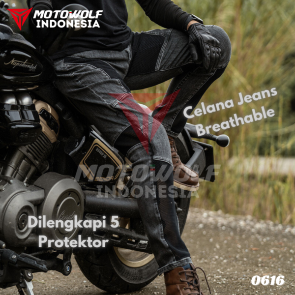Motowolf Celana Jeans Denim Pria Bikers Riding Motor Protector Mesh 0616 - Image 2