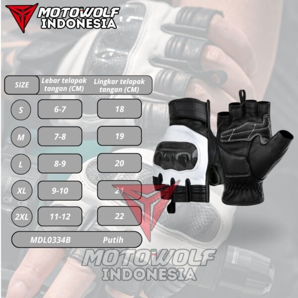 Motowolf Sarung Tangan Motor Kulit Half Finger Protector Karbon Anti Slip 0334B - Image 8