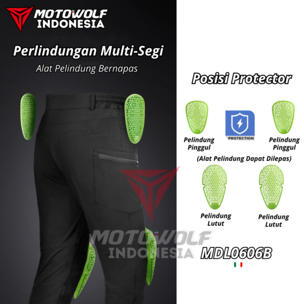 Motowolf Celana Touring Motor Cargo Plus Protector Polyamide Fibre Stretch 0606B - Image 9