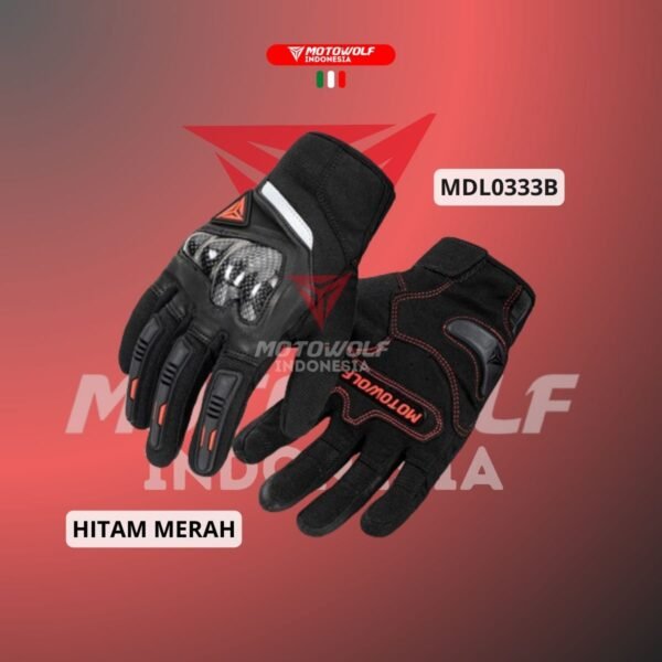 Motowolf Sarung Tangan Motor Protector Carbon Kulit Breathable 0333B - Image 4
