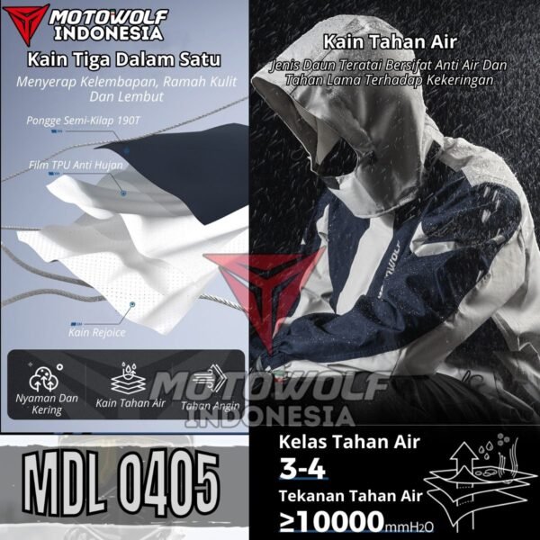 Motowolf Jas Hujan Motor Premium Jaket Poliester Lv4 All Season 0405 - Image 9