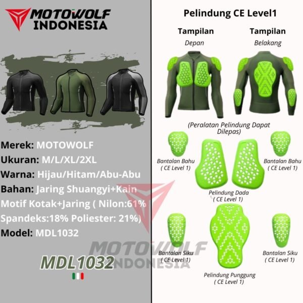Motowolf Inner Protector Baju Riding Safety 7 Area Unisex 1032 - Image 6