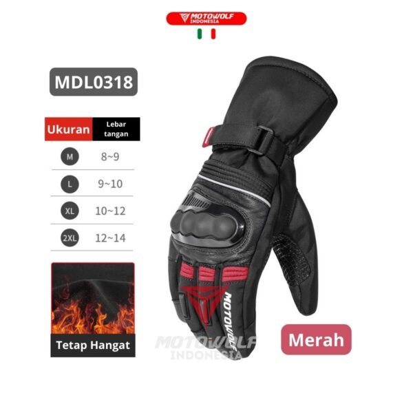 Motowolf Sarung Tangan Waterproof + Whiper Anti Air Hangat Touchscreen 0318 - Image 10