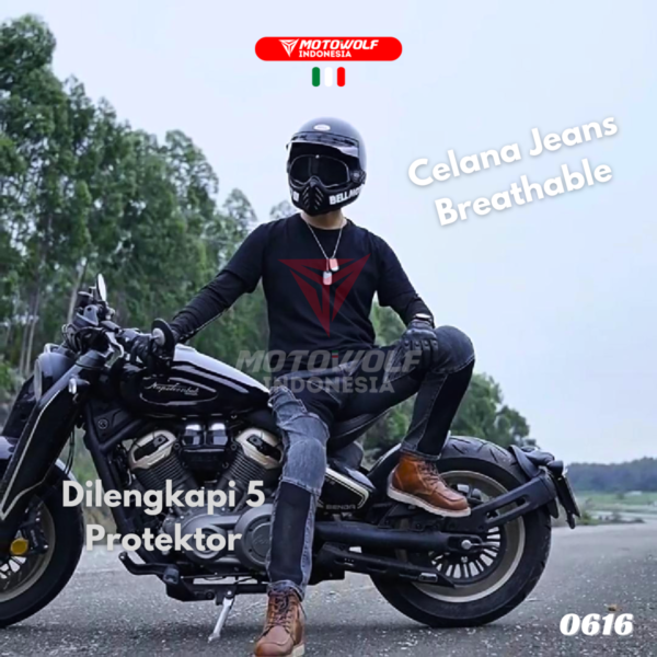 Motowolf Celana Jeans Denim Pria Bikers Riding Motor Protector Mesh 0616 - Image 4
