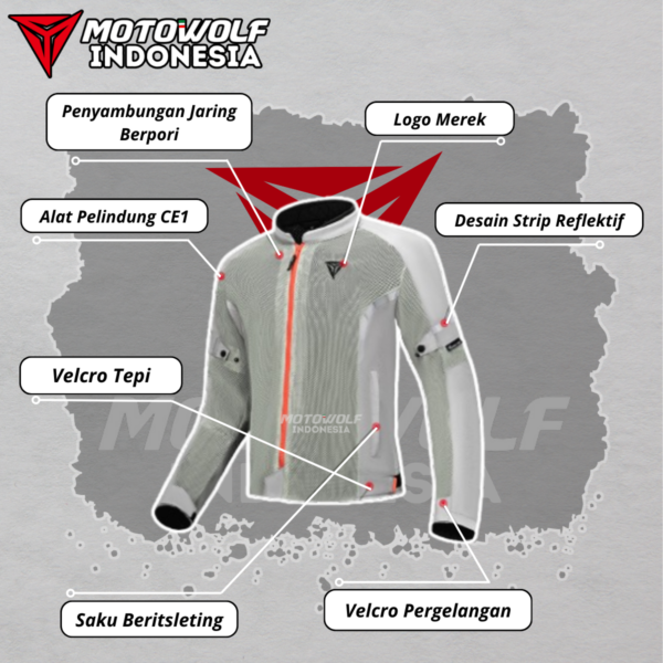 Motowolf Jaket Touring Motor Mesh Plus Protector Musim Panas 0530 - Image 3