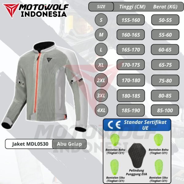 Motowolf Jaket Touring Motor Mesh Plus Protector Musim Panas 0530 - Image 9
