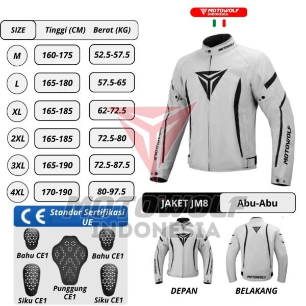Jaket Motor Sunmori Touring Windbreaker Plus Winter Warm Plus CE Level 1 Motowolf JM8 - Image 10
