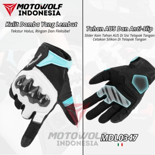 Motowolf Sarung Tangan Riding Karbon Kulit Anti-Selip Touchscreen 0347 - Image 6