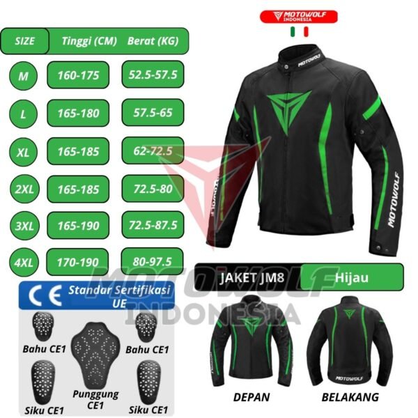 Jaket Motor Sunmori Touring Windbreaker Plus Winter Warm Plus CE Level 1 Motowolf JM8 - Image 11