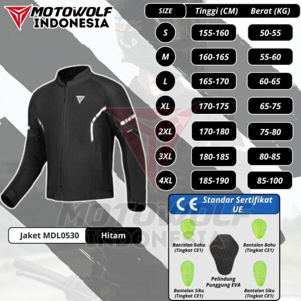 Motowolf Jaket Touring Motor Mesh Plus Protector Musim Panas 0530 - Image 10