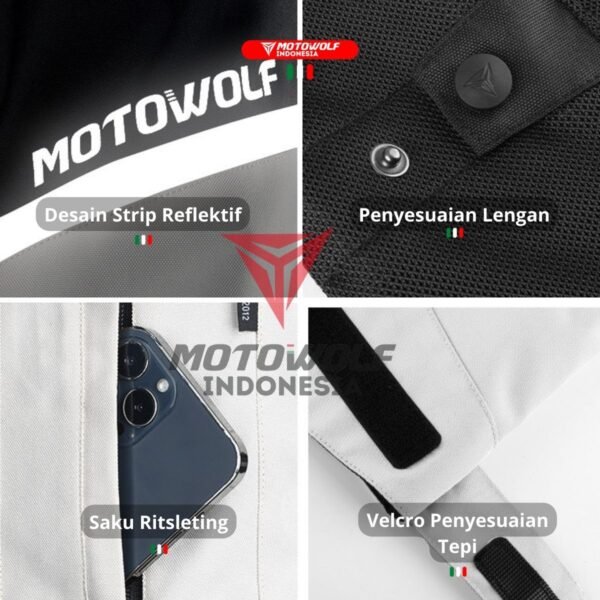 Motowolf Jaket Touring Motor Mesh Waterproof Protector ESA Lv1 0521 - Image 2