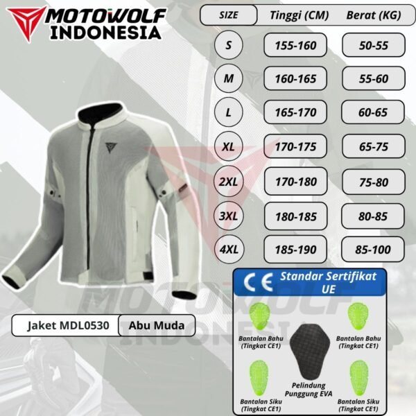 Motowolf Jaket Touring Motor Mesh Plus Protector Musim Panas 0530 - Image 11