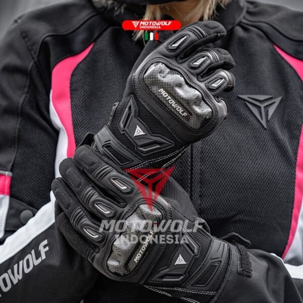 Motowolf Sarung Tangan Motor Touch Screen Premium Biker Glove Cewek Protector 0330B - Image 10
