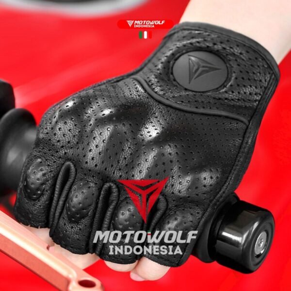 Sarung Tangan Motor Kulit Half Finger Motowolf 0302B