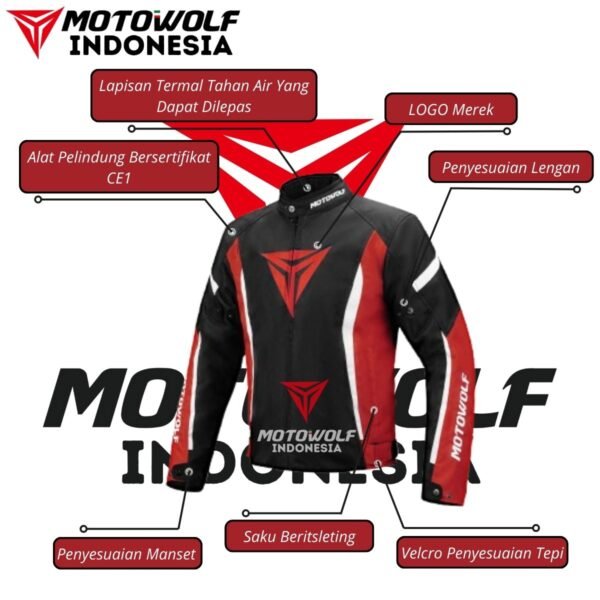Jaket Motor Sunmori Touring Windbreaker Plus Winter Warm Plus CE Level 1 Motowolf JM8 - Image 3