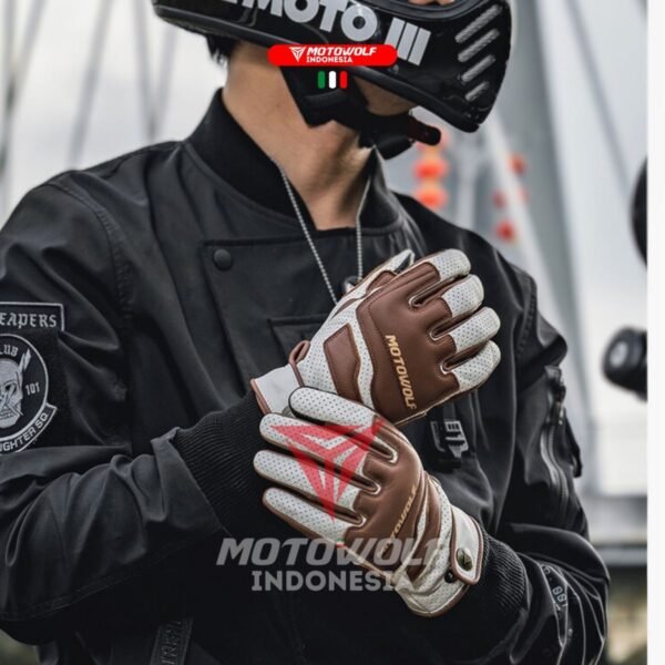 Motowolf Sarung Tangan Motor Retro Kulit Touchscreen Soft Protector 0345 - Image 9