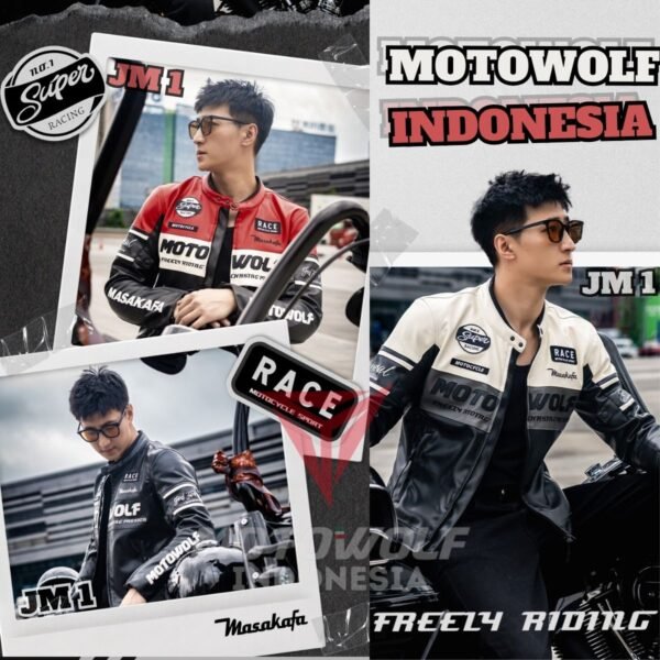 Motowolf Jaket Motor Kulit Pria Touring Kasual Retro Thermal Lock Plus CE Level 1 JM1