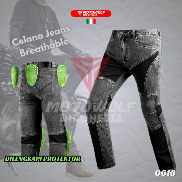 Motowolf Celana Jeans Denim Pria Bikers Riding Motor Protector Mesh 0616 - Image 3