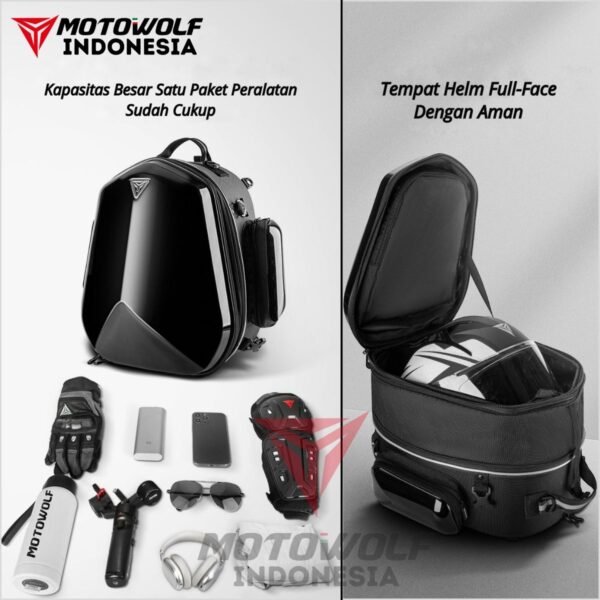 Motowolf Tail Bag Tas Motor Touring Multifungsi Tas Helm 44L MDL0705B - Image 7