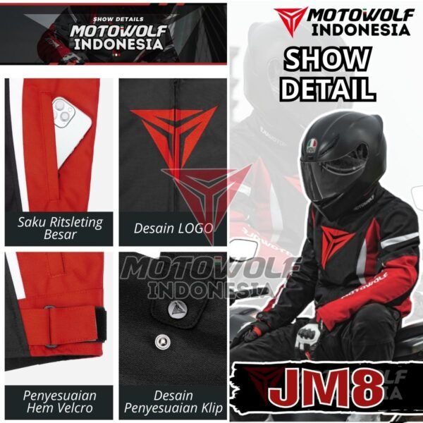 Jaket Motor Sunmori Touring Windbreaker Plus Winter Warm Plus CE Level 1 Motowolf JM8 - Image 4