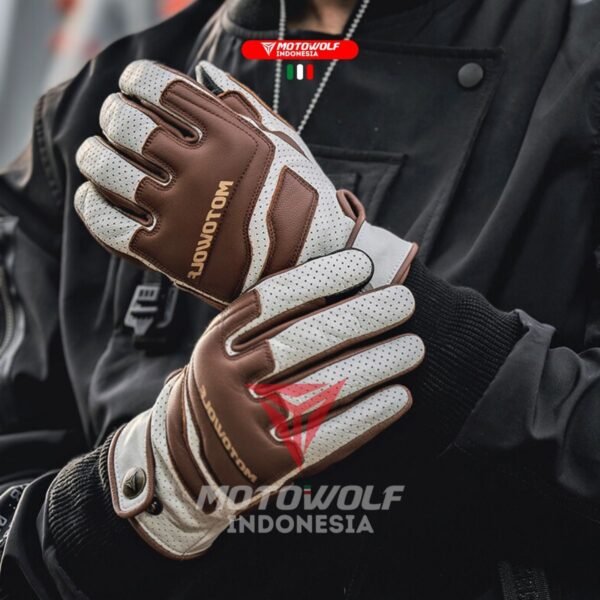 Motowolf Sarung Tangan Motor Retro Kulit Touchscreen Soft Protector 0345 - Image 7