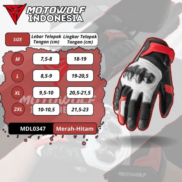Motowolf Sarung Tangan Riding Karbon Kulit Anti-Selip Touchscreen 0347 - Image 11