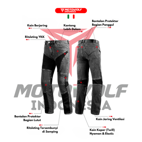 Motowolf Celana Jeans Denim Pria Bikers Riding Motor Protector Mesh 0616 - Image 5