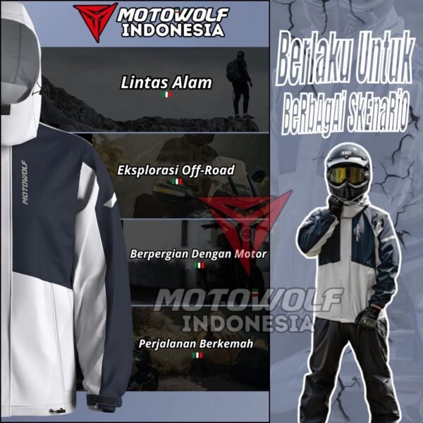 Motowolf Jas Hujan Motor Premium Jaket Poliester Lv4 All Season 0405 - Image 7