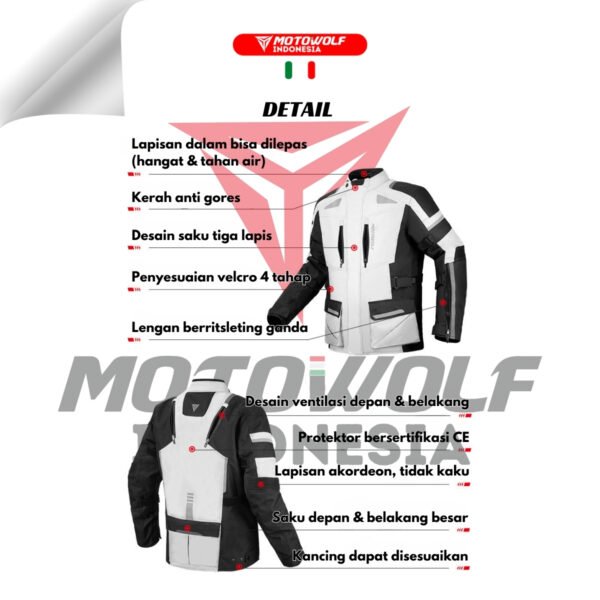 Motowolf Jaket Touring Motor Explorer Adventure Mesh Thermal Protector Waterproof 0524 - Image 5