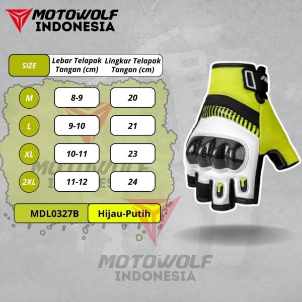 Sarung Tangan Motor Kulit Half Finger Karbon Protector Motowolf 0327B - Image 10