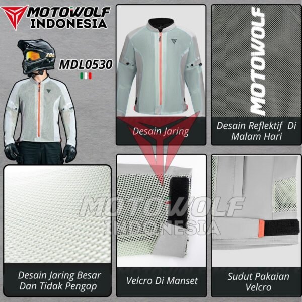 Motowolf Jaket Touring Motor Mesh Plus Protector Musim Panas 0530 - Image 5