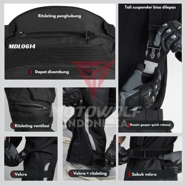 Motowolf Celana Touring Motor Kasual Explorer Adventure Mesh Thermal Protector Level 2 0614 - Image 5