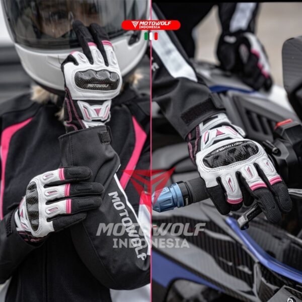 Motowolf Sarung Tangan Motor Touch Screen Premium Biker Glove Cewek Protector 0330B - Image 2