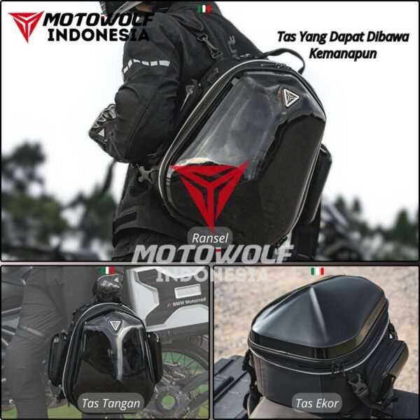 Motowolf Tail Bag Tas Motor Touring Multifungsi Tas Helm 44L MDL0705B - Image 8