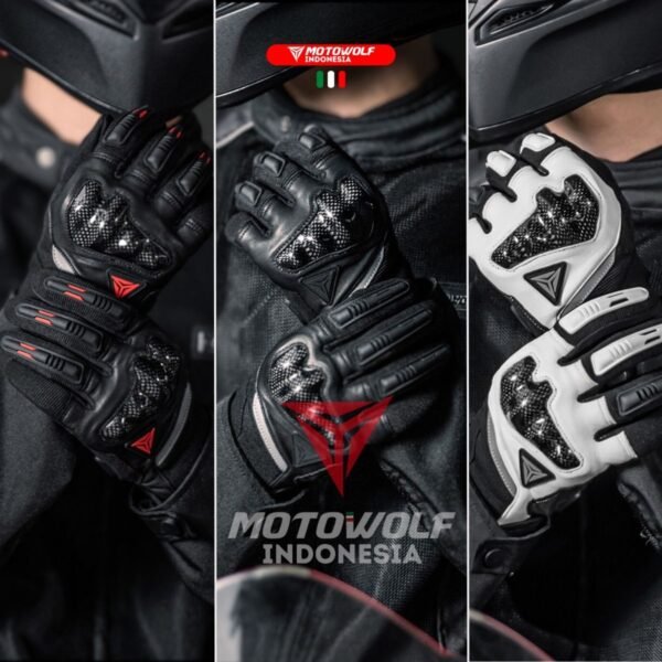 Motowolf Sarung Tangan Motor Protector Carbon Kulit Breathable 0333B - Image 2