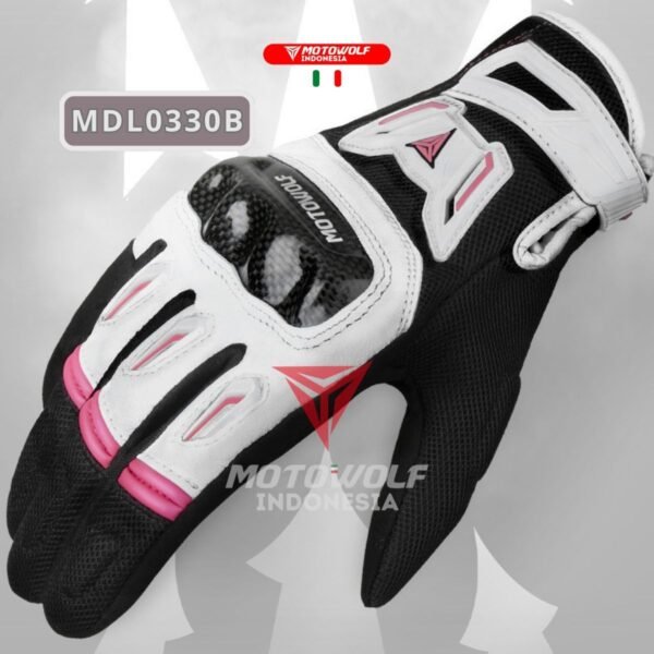 Motowolf Sarung Tangan Motor Touch Screen Premium Biker Glove Cewek Protector 0330B - Image 4