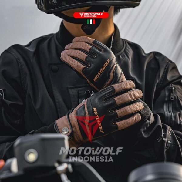 Motowolf Sarung Tangan Motor Retro Kulit Touchscreen Soft Protector 0345