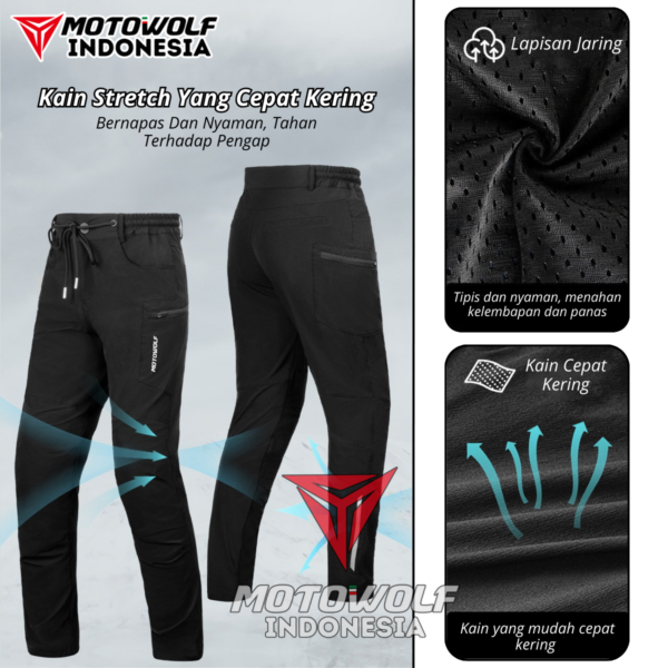 Motowolf Celana Touring Motor Cargo Plus Protector Polyamide Fibre Stretch 0606B - Image 4