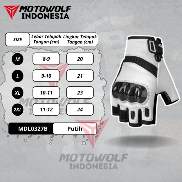 Sarung Tangan Motor Kulit Half Finger Karbon Protector Motowolf 0327B - Image 11