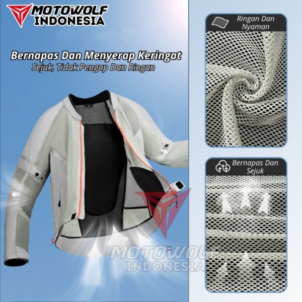 Motowolf Jaket Touring Motor Mesh Plus Protector Musim Panas 0530 - Image 6