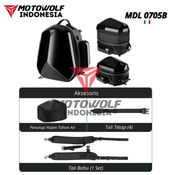 Motowolf Tail Bag Tas Motor Touring Multifungsi Tas Helm 44L MDL0705B - Image 5