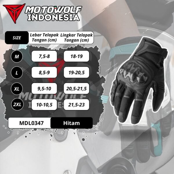 Motowolf Sarung Tangan Riding Karbon Kulit Anti-Selip Touchscreen 0347 - Image 8