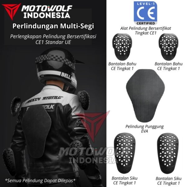 Motowolf Jaket Motor Kulit Pria Touring Kasual Retro Thermal Lock Plus CE Level 1 JM1 - Image 6
