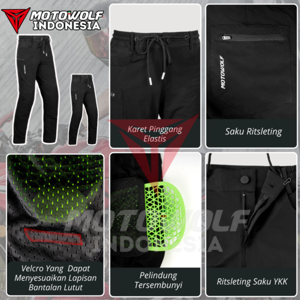 Motowolf Celana Touring Motor Cargo Plus Protector Polyamide Fibre Stretch 0606B - Image 5
