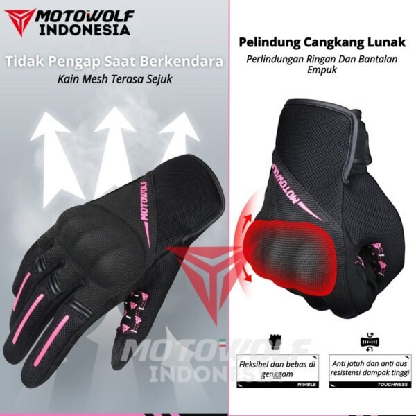 Motowolf Sarung Tangan Motor Casual Sunmori Cewek Adem Soft Protector 0322B - Image 4