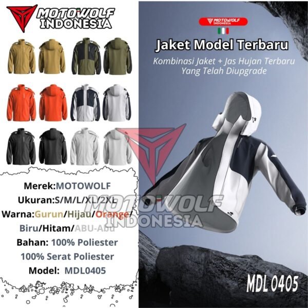 Motowolf Jas Hujan Motor Premium Jaket Poliester Lv4 All Season 0405 - Image 5